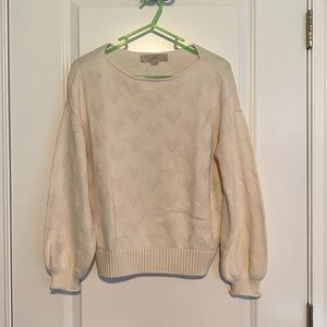 Loft heart print bell sleeve sweater white